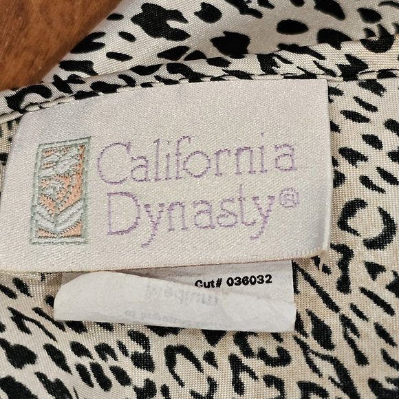 90s Medium Satin Leopard Print Cami‎ Tank Black Suede Fringe Cream Champagne - Picture 10 of 11